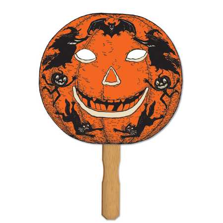Jack-O'-Lantern Fan/Mask on Stick