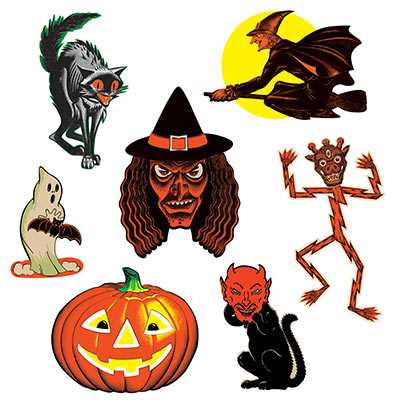 6.5-9.5 Beistle Vintage Halloween Pumpkin Cutouts 24 Piece Multicolor
