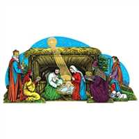 Vntg Xmas Gltrd Nativity SceneTable Dec Vintage Nativity Scene 3-D Table Decor